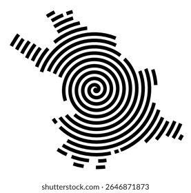 Mapa de símbolos da cidade Lauingen (Donau) (Bayern, Germany) mostrando a cidade com uma linha espiral preta