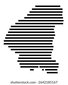 Symbol Map of the city Lauterbach (Hessen) (Hessen, Germany) showing the area of the city with just a few black horizontal lines