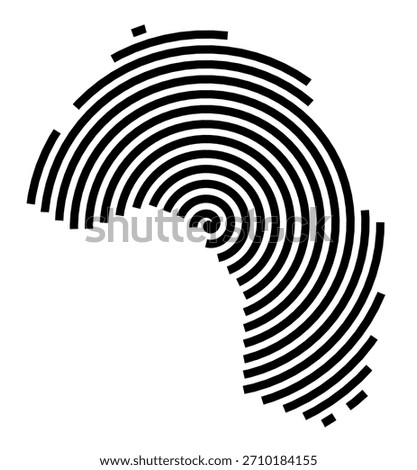 Symbol Map of the City Le Blanc-Mesnil (France) showing the city with a black spiral line