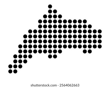 Symbol Map of the City Le Marin (France) showing the city with a pattern of just a few black dots