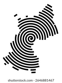 Symbol Map of the city Lebach (Saarland, Germany) showing the city with a black spiral line