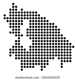 Symbol Map of the City Lecce (Italy) showing the city with a pattern of just a few black dots