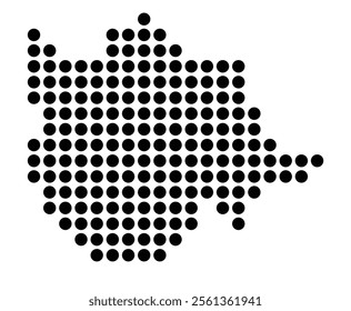 Symbol Map of the City Legionowo (Poland) showing the city with a pattern of just a few black dots