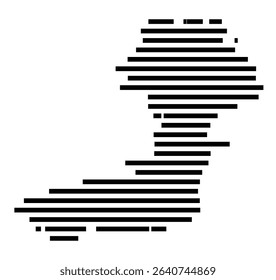 Symbol Map of the city Lenggries (Bayern, Germany) showing the area of the city with just a few black horizontal lines