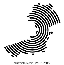 Symbol Map of the city Lenggries (Bayern, Germany) showing the city with a black spiral line