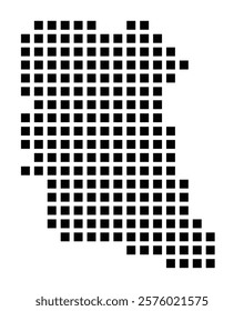 Symbol Map of the City Leonberg (Germany) showing the city with a pattern of just a few black squares