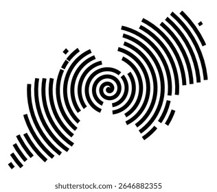 Symbol Map of the city Leuna (Sachsen-Anhalt, Germany) showing the city with a black spiral line