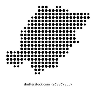 Symbol Map of the city Lich (Hessen, Germany) showing the city with a pattern of just a few black dots
