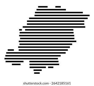 Symbol Map of the city Lich (Hessen, Germany) showing the area of the city with just a few black horizontal lines