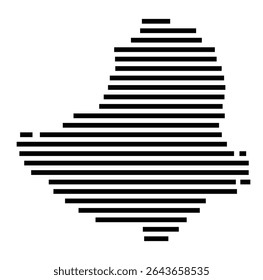 Symbol Map of the city Lichtenau (Nordrhein-Westfalen, Germany) showing the area of the city with just a few black horizontal lines