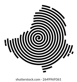 Symbol Map of the city Lichtenau (Nordrhein-Westfalen, Germany) showing the city with a black spiral line