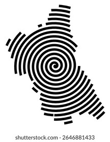 Symbol Map of the city Lichtenstein_Sa. (Sachsen, Germany) showing the city with a black spiral line