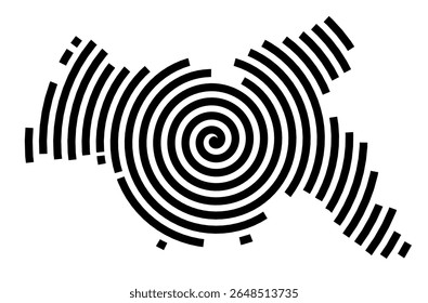 Symbol Map of the city Lilienthal (Niedersachsen, Germany) showing the city with a black spiral line