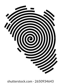 Symbol Map of the city Limburgerhof (Rheinland-Pfalz, Germany) showing the city with a black spiral line