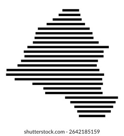 Symbol Map of the city Linden (Hessen, Germany) showing the area of the city with just a few black horizontal lines