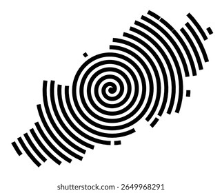 Symbol Map of the city Lindlar (Nordrhein-Westfalen, Germany) showing the city with a black spiral line