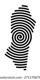 Symbol Map of the City Linea de la Concepcion, La (Spain) showing the city with a black spiral line
