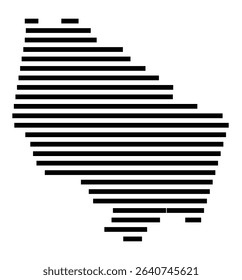 Symbol Map of the city Linkenheim-Hochstetten (Baden-Württemberg, Germany) showing the area of the city with just a few black horizontal lines