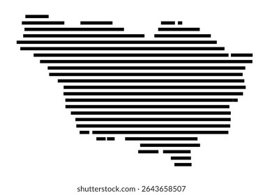 Symbol Map of the city Lippetal (Nordrhein-Westfalen, Germany) showing the area of the city with just a few black horizontal lines
