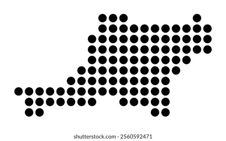 Symbol Map of the City Lippstadt (Germany) showing the city with a pattern of just a few black dots