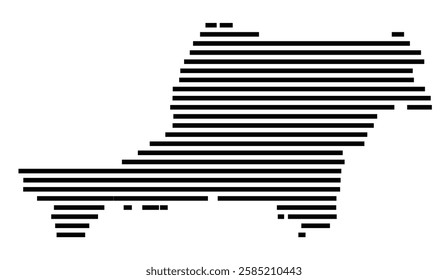 Symbol Map of the City Lippstadt (Germany) showing the city with just a few black horizontal lines