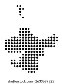 Symbol Map of the city Lohr a.Main (Bayern, Germany) showing the city with a pattern of just a few black dots