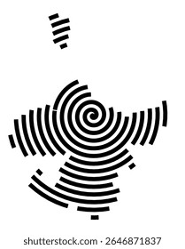 Symbol Map of the city Lohr a.Main (Bayern, Germany) showing the city with a black spiral line