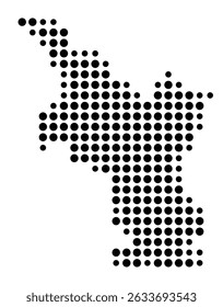 Symbol Map of the city Lollar (Hessen, Germany) showing the city with a pattern of just a few black dots