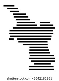 Symbol Map of the city Lollar (Hessen, Germany) showing the area of the city with just a few black horizontal lines