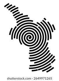 Symbol Map of the city Lollar (Hessen, Germany) showing the city with a black spiral line