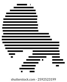 Symbol Map of the City Lorca (Spain) showing the city with a few black horizontal lines