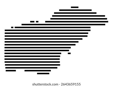 Mapa de símbolos da cidade Loxstedt (Niedersachsen, Alemanha) mostrando a área da cidade com apenas algumas linhas horizontais pretas