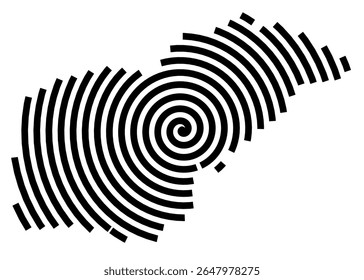 Symbol Map of the city Loxstedt (Niedersachsen, Germany) showing the city with a black spiral line