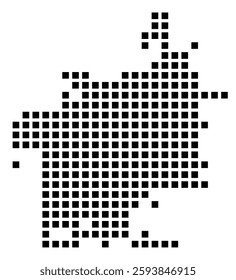 Symbol Map of the City Lubbock (Texas) showing the city with a pattern of just a few black squares