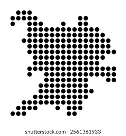 Symbol Map of the City Lubin (Poland) showing the city with a pattern of just a few black dots