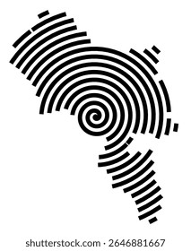 Symbol Map of the city Luckenwalde (Brandenburg, Germany) showing the city with a black spiral line