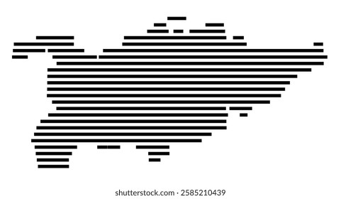 Symbol Map of the City Ludwigsburg (Germany) showing the city with just a few black horizontal lines