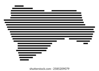 Symbol Map of the City Luebbecke (Germany) showing the city with just a few black horizontal lines