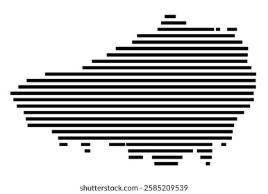 Symbol Map of the City Luedinghausen (Germany) showing the city with just a few black horizontal lines