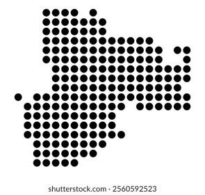 Symbol Map of the City Lueneburg (Germany) showing the city with a pattern of just a few black dots