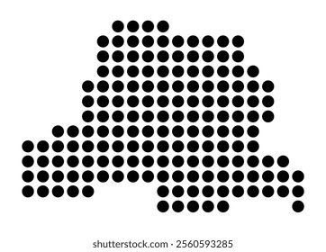 Symbol Map of the City Luenen (Germany) showing the city with a pattern of just a few black dots