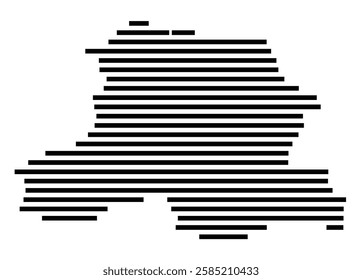 Symbol Map of the City Luenen (Germany) showing the city with just a few black horizontal lines