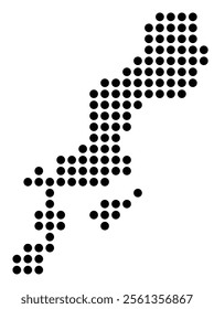 Symbol Map of the City Lugano (Switzerland) showing the city with a pattern of just a few black dots