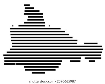 Symbol Map of the City M. Dabrowa Gornicza (Poland) showing the city with a few black horizontal lines