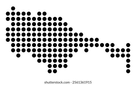 Symbol Map of the City M. Gdansk (Poland) showing the city with a pattern of just a few black dots