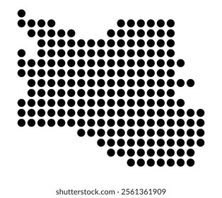 Symbol Map of the City M. Gorzow Wielkopolski (Poland) showing the city with a pattern of just a few black dots