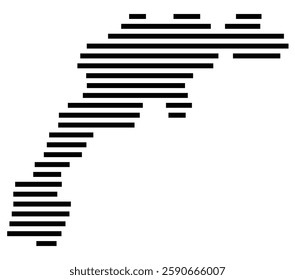 Symbol Map of the City M. Jelenia Gora (Poland) showing the city with a few black horizontal lines