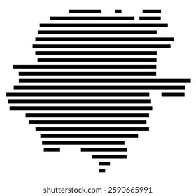 Symbol Map of the City M. Kielce (Poland) showing the city with a few black horizontal lines