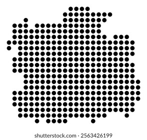 Symbol Map of the City M. Lodz (Poland) showing the city with a pattern of just a few black dots