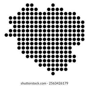 Symbol Map of the City M. Olsztyn (Poland) showing the city with a pattern of just a few black dots